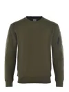 C.p. Company Diagonal Raised Fleece Crew Neck Lens Sweatshirt In Green