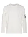 C.p. Company Timeless Crew Neck Sweater With Iconic Lens Detail In White
