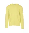 C.p. Company Arm Pocket Crewneck Sweater Logo In Yellow
