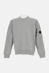 C.p. Company Gray Diagonal Raised Fleece Crewneck Lens Sweatshirt In Gray