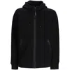 C.p. Company C.p.company Diagonal Raised Fleece Full Zip Hooded Sweatshirt In Black