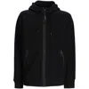 C.p. Company C.p.company Diagonal Raised Fleece Full Zip Hooded Sweatshirt In Black