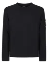 C.p. Company Lens-detail Crew-neck Sweater In Black
