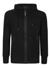 C.p. Company Diagonal Weave Brushed Cotton Fleece Sweatshirt In Black