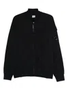 C.p. Company Structured Black Jacket With Ribbed Cuffs In Black