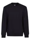 C.p. Company Crewneck Sweatshirt In Cotton Diagonal Raised Fleece Lens In Blue