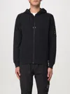 C.p. Company Zip Sweatshirt With Button And Patchwork In Black