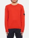 C.p. Company Sea Island Crewneck Lens Knit In Orange