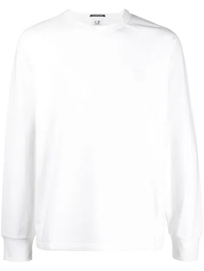 C.p. Company Metropolis Logo-patch Stretch-cotton Sweatshirt In White