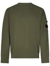 C.p. Company Green Crewneck Sweatshirt With Lens Motif On The Sleeve In Green