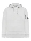 C.p. Company Lens Detailed Drawstring Hoodie In Gris