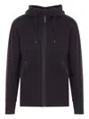 C.p. Company Sweatshirt Hooded Open Diagonal Raised Fleece In Brown