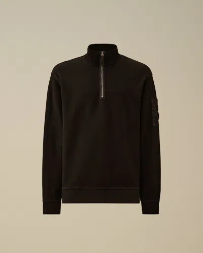 C.p. Company Zip-fastening Lens-detail Sweater In Black