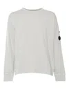 C.p. Company C.p.company Logo Cotton Crewneck Sweatshirt In White