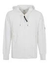C.p. Company Men Sweatshirts Hooded Open In Diagonal Raised Fleece In White