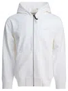 C.p. Company White Full Zip Sweatshirt With Brushed Cotton Fleece In White