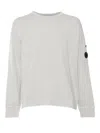 C.p. Company C.p.company Logo Cotton Crewneck Sweatshirt In White