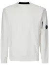 C.p. Company Logo Crew Neck Sweatshirt With Sleeve Zip Pocket In 103 Gauze White