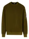 C.p. Company Sweatshirts Crew Neck In Brushed Emerized Diagonal Fleece Clothing In Green