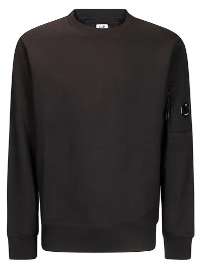 C.p. Company Sweatshirts Crew Neck In Diagonal Raised Fleece In Black