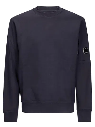 C.p. Company Sweatshirts Crew Neck In Diagonal Raised Fleece In Blue