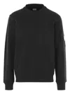 C.p. Company Cp Company Sweatshirts Crew Neck In Diagonal Raised Fleece In Black