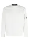 C.p. Company Logo Crew Neck Sweatshirt With Sleeve Zip Pocket In White