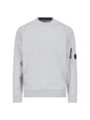 C.p. Company Gray Diagonal Raised Fleece Crewneck Lens Sweatshirt In Grey