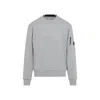 C.p. Company Gray Diagonal Raised Fleece Crewneck Lens Sweatshirt In Gray