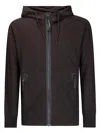 C.p. Company Sweatshirts Hooded Open In Diagonal Raised Fleece Clothing In Brown
