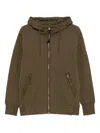 C.p. Company Cp Company Sweatshirts Hooded Open In Diagonal Raised Fleece In Brown