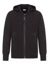 C.p. Company Sweatshirts Hooded Open In Diagonal Raised Fleece Clothing In Black