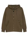 C.p. Company Cp Company Sweatshirts Hooded Open In Diagonal Raised Fleece In Green