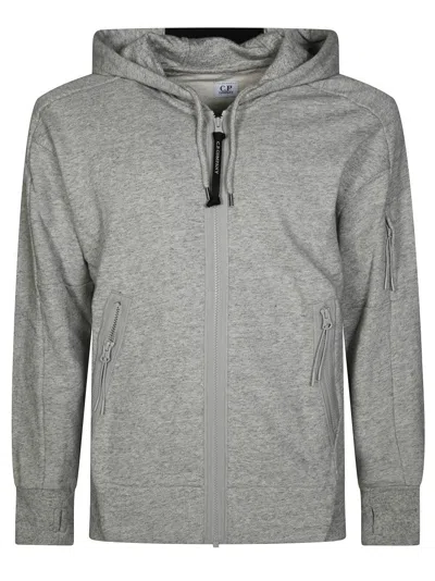C.P. COMPANY SWEATSHIRTS HOODED OPEN IN DIAGONAL RAISED FLEECE