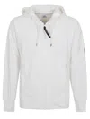 C.p. Company Sweatshirts Hooded Open In Diagonal Raised Fleece In White