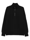 C.p. Company Sweatshirts Polo Collar In Diagonal Raised Fleece Clothing In Black