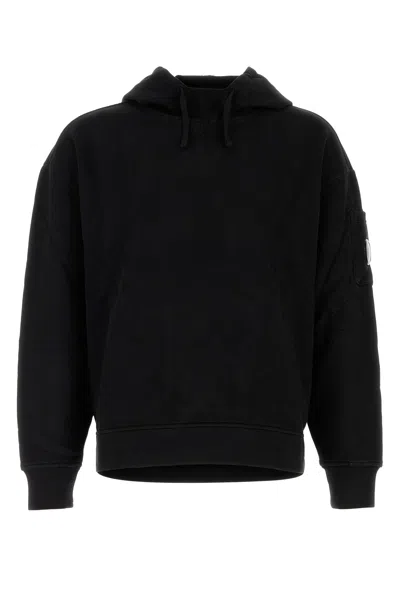 C.p. Company Sweatshirts Sweat Hooded In Brushed Emerized Diago 19cmss059a006372g 999 In Black