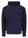 C.p. Company Men Sweatshirts Sweat Hooded In Diagonal Raised Fleece In Blue