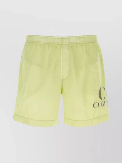 C.p. Company Swim Shorts With Back Pocket And Elasticated Waistband In Yellow