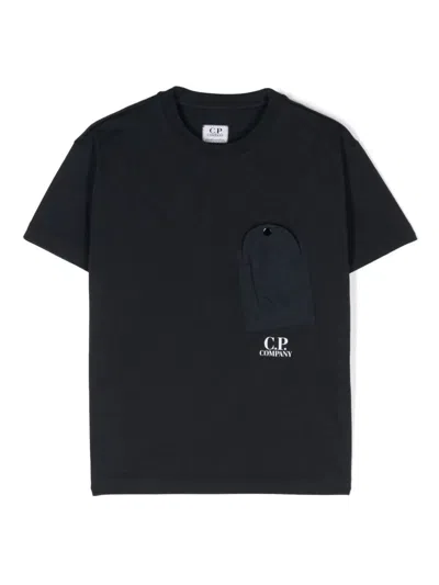 C.p. Company Kids' Logo-print Cotton T-shirt In Blue