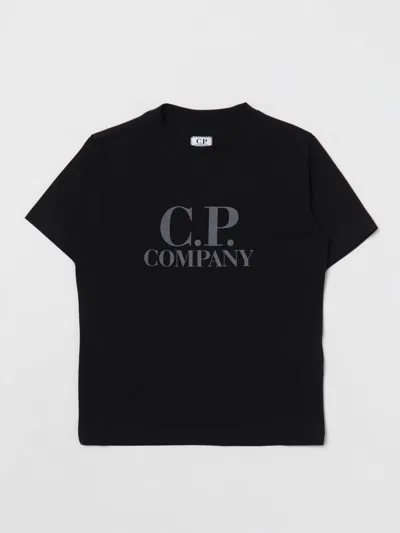 C.p. Company Kids' Printed Cotton Jersey T-shirt In Schwarz