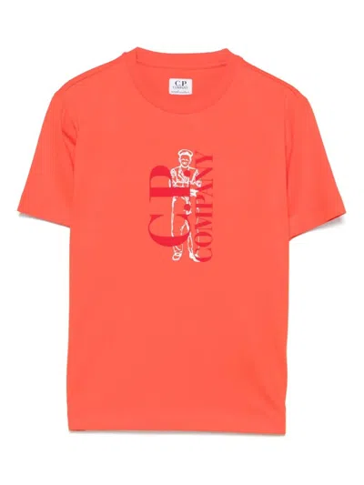 C.p. Company Kids' British Sailor Print Cotton T-shirt In Yellow & Orange