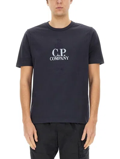 C.p. Company Iconic Logo T-shirt With Graphic Print In Blue