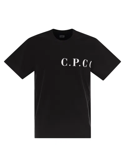 C.P. COMPANY T-SHIRT WITH LOGO PRINT ON CHEST AND BACK