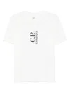 C.p. Company White T-shirt With Vertical Logo Printed On The Front In Cotton Man In White