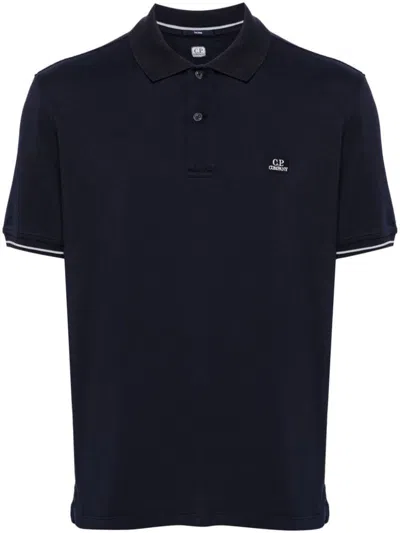 C.p. Company Logo-patch Piqué Polo Shirt In 888 Total Eclipse