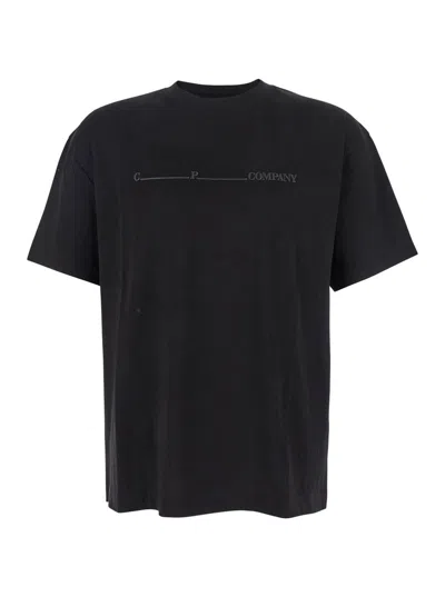 C.P. COMPANY BLACKT-SHIRT WITH LOGO ON THE FRONT IN COTTON MAN