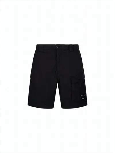 C.P. COMPANY TAILORED BLACK SHORTS WITH FLAP POCKET