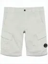 C.p. Company Tailored Utility Shorts With Round Lens Detail In White