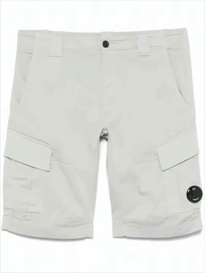 C.P. COMPANY TAILORED UTILITY SHORTS WITH ROUND LENS DETAIL